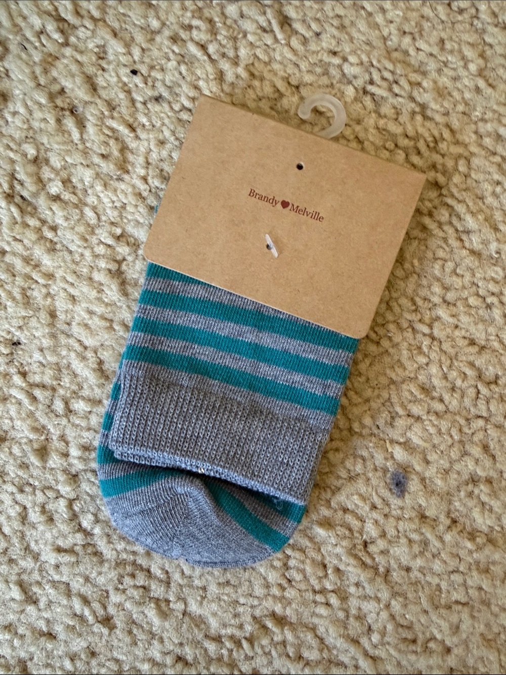 Brandy Melville Teal & Gray Striped Socks